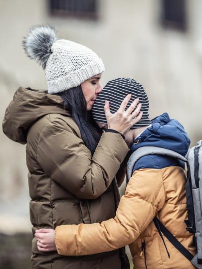 Oekraïense moeder en zoon